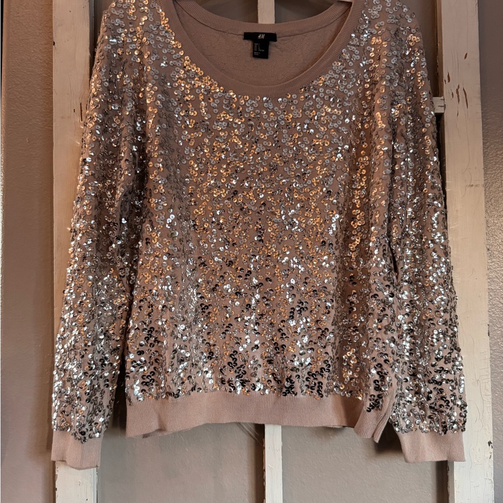Beautiful silver sequined sweater! Perfect for the holidays! NWOT!